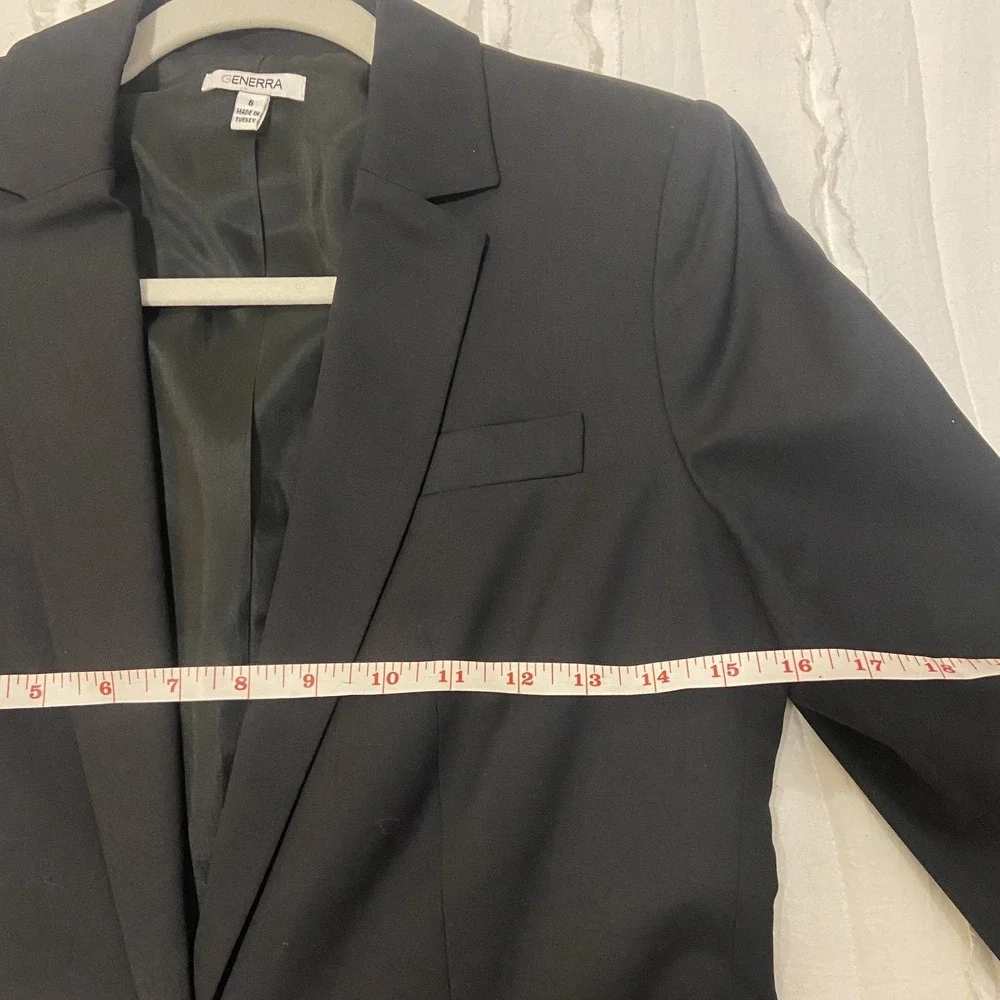 GENERRA Women's 100% Wool Black One‑Button Blazer Dress Jacket Size 6